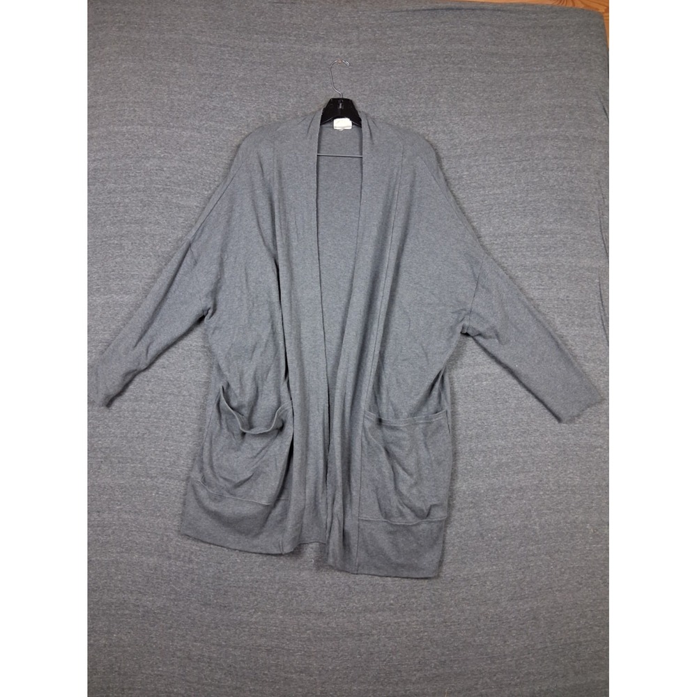 Pact Womens Sweater XL 2XL Gray 100% Organic Cotton Cardigan Airplane Wrap